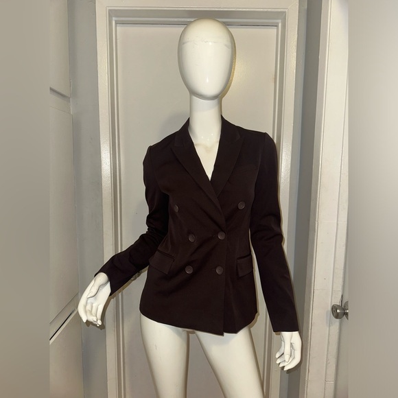 DEREK LAM 10 CROSBY Double- Breasted cotton-blend twill blazer size 2 - Picture 4 of 5